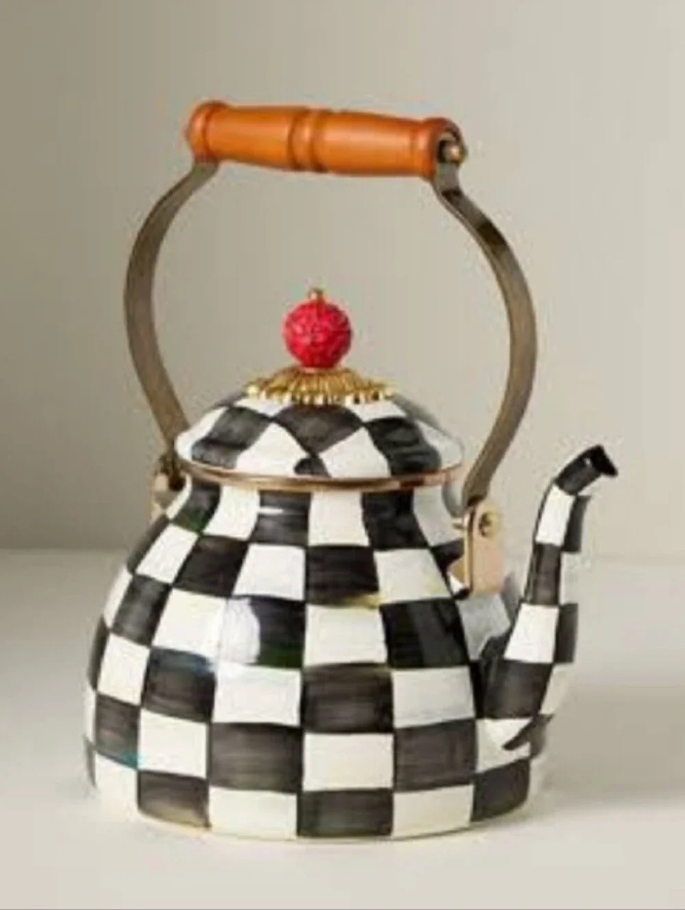 Mackenzie Childs Courtly check 3 Qt Tea Kettle, NEW